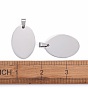 304 Stainless Steel Pendants, Manual Polishing, Blank Stamping Tags, Oval