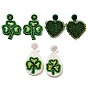 Boucles d'oreilles pendantes en perles de verre pour la Saint-Patrick, 304 boucles d'oreilles longues en acier inoxydable