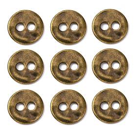 Tibetan Style Buttons, Cadmium Free & Lead Free, Flat Round, 13x2mm, Hole: 2.5mm