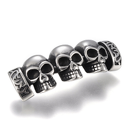304 Stainless Steel Links Connectors, For Leather Cord Bracelets Making, Skull