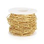 Chaînes trombones en laiton texturé soudé, chaînes de câble allongées étirées, plaqué longue durée, réel 18 k plaqué or, avec bobine