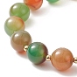 Bracelet extensible perlé rond en agate de paon naturel teint, bijoux en pierres précieuses pour femmes