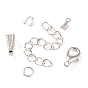 DIY Jewelry Making Finding Kit, Including Zinc Alloy Lobster Claw Clasps, Iron Open Jump Rings & Folding Crimp Ends & End Chains, Brass Snap on Bails & Wire Guardian