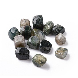Natural Moss Agate Beads, Tumbled Stone, Healing Stones for 7 Chakras Balancing, Crystal Therapy, Vase Filler Gems, No Hole/Undrilled, Nuggets
