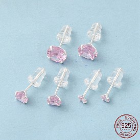Cubic Zirconia Diamond Stud Earrings, 925 Sterling Silver Jewelry for Women