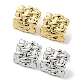 304 Stainless Steel Stud Earrings, Curved Square
