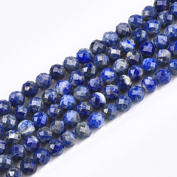 Hilos de cuentas de lapislázuli natural, facetados, rondo
