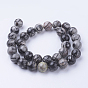 Netstone naturelle perles rondes brins, pierre de soie noire