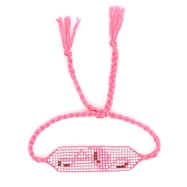 Amitié flamingo métier à tisser motif perles de rocaille bracelets pour femme, bracelets de perles tressées en cordon de nylon à pampilles réglables