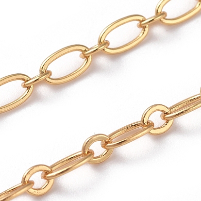 Brass Figaro Chains, Oval Link Chains, Long-Lasting Plated, Real 18K Gold Plated, Soldered, with Spool