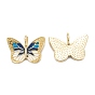 Brass Enamel Pendants, Real 18K Gold Plated, Long-Lasting Plated, Butterfly