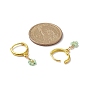 Boucles d'oreilles créoles pendantes fleur de verre, bijoux en fil de laiton plaqué or véritable 18k pour femmes