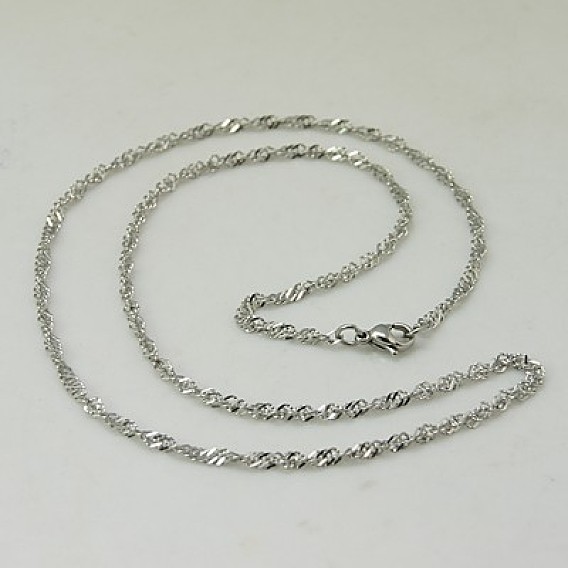 Regalo del día de san valentín para él 304 collar de acero inoxidable collares de cadena de cuerda para hombre, 17.89 pulgada (45.4 cm)