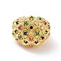 Colorful Cubic Zirconia Dome Open Cuff Ring, Brass Wide Ring for Women