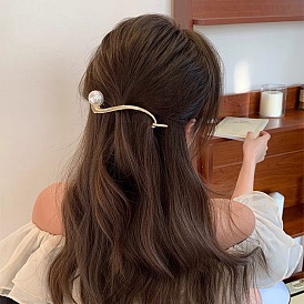 Шикарная современная металлическая заколка для волос для женщин, Элегантная заколка с жемчужным дизайном для высоких причесок