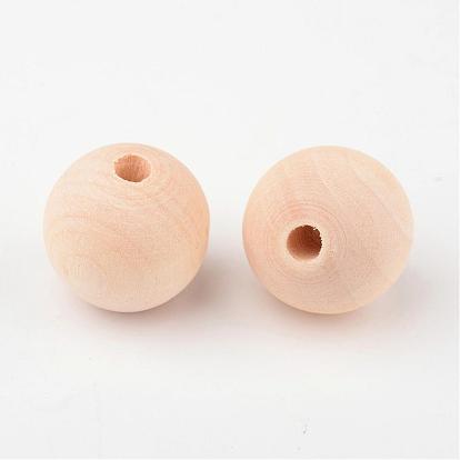 Unfinished Wood Beads, Natural Wooden Loose Beads Spacer Beads, Round, Lead Free