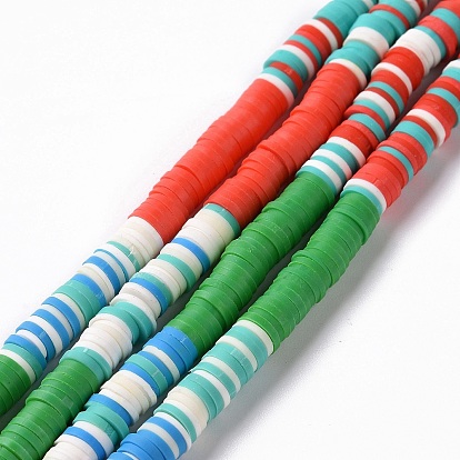 Handmade Polymer Clay Bead Strands, Heishi Beads, Disc/Flat Round