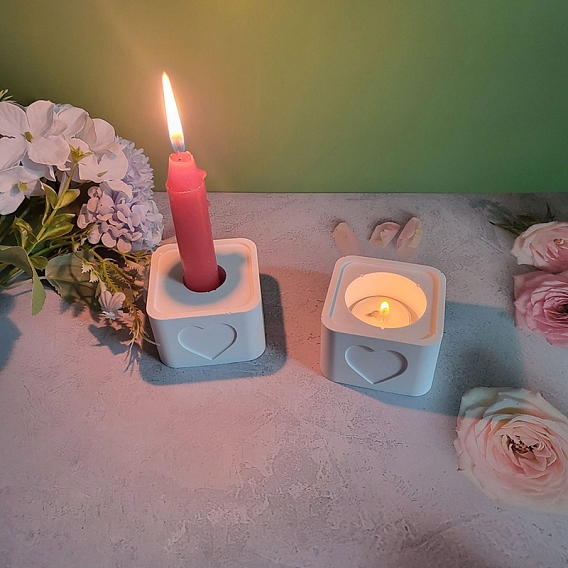 Bougeoirs carrés en silicone bricolage, pour la fabrication de bougies parfumées aux fleurs