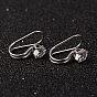 304 Stainless Steel Rhinestone Cuff Earrings, 19x8x12mm