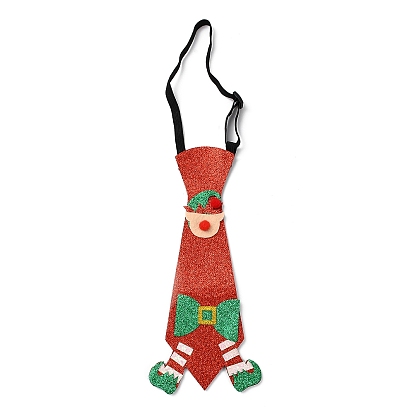 Corbata de telas no tejidas con tema navideño con patrón de muñeco de nieve/ciervo/gnomo, para niño, con banda elástica