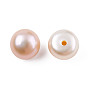Half Drilled Natural Cultured Freshwater Pearl Beads, Half Round