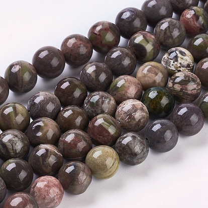 Natural Gemstone Beads Strands, Ocean Jasper, Dyed, Round