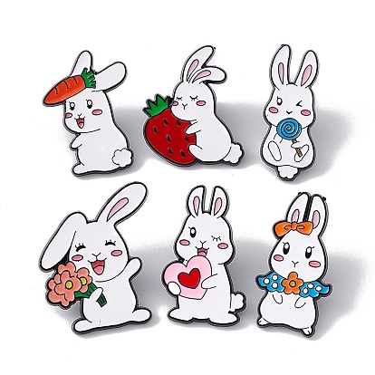 Easter Theme Rabbit Enamel Pin, Electrophoresis Black Alloy Animal Brooch for Backpack Clothes