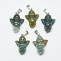 Natural Agate Pendants, with Stainless Steel Snap On Bails, Angel