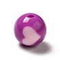 Two Tone Opaque Acrylic Beads, Round with Heart