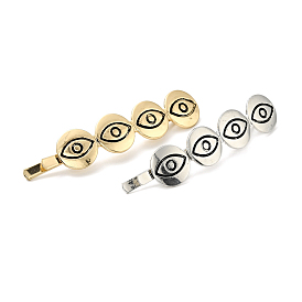 Alloy Enamel Hair Bobby Pins, with Iron Findings, Flat Round with Eye
