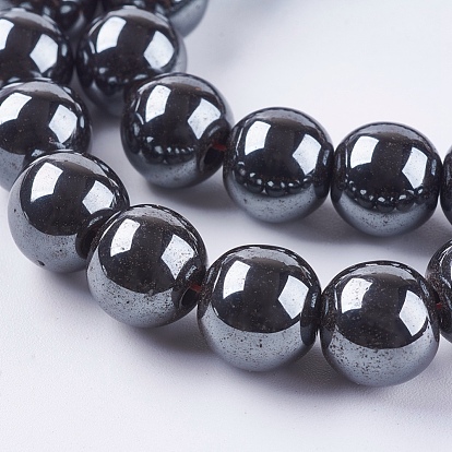 Natural Non-magnetic Synthetic Hematite Bead Strands, Round