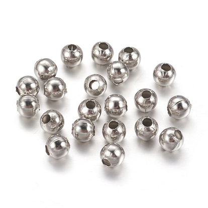 304 Acier inoxydable perles d'espacement, ronde