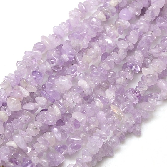 Chapelets de perles naturelles améthyste, puces, 6~10x4~6x3 ~ 5 mm, Trou: 1mm, environ 32 pouce