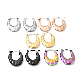 304 boucles d'oreilles créoles ovales épaisses en acier inoxydable pour femmes