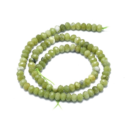 Natural Peridot Beads Strands, Faceted, Rondelle