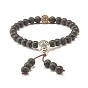 Natural Lava Rock & Cubic Zirconia Round Beads Stretch Bracelet, Oil Diffuser Aromatherapy Beads, Calabash Mala Beads Bracelet for Men Women