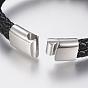 Corde tressée en cuir bracelets multi-brins, avec 304 trouvailles de perles en acier inoxydable et fermoirs magnétiques, Bouddha