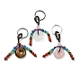 7 porte-clés à pampilles en pierres précieuses naturelles chakra, porte-clés de guérison reiki beignet, avec anneau en fer platine