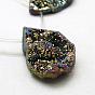 Electroplated Natural Druzy Agate Beads Strands, Top Drilled Beads, Teardrop, Dyed