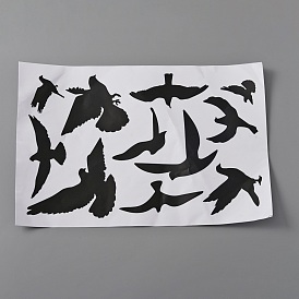 Waterproof PVC Electrostatic Wall Stickers, for Windows Decoration, Rectangle with Bird Pattern