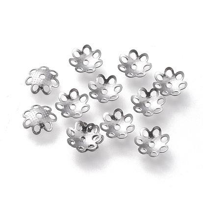 304 Stainless Steel Bead Caps, Multi-Petal, Flower