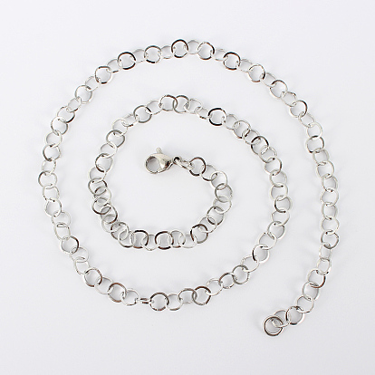 304 Stainless Steel Cable Chain Necklaces, with Lobster Claw Clasps, 17.7 inch(449mm), 5mm