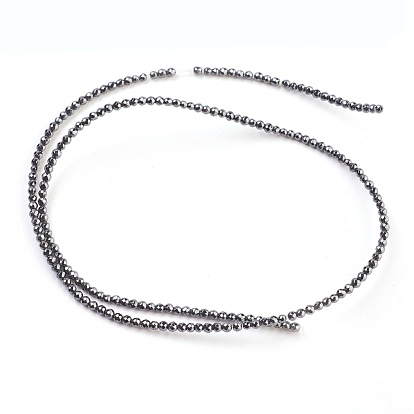 Non-magnétiques perles d'hématite synthétique brins, facette, ronde, 2mm, Trou: 0.8mm, Environ 210 pcs/chapelet, 16 pouce
