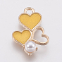 Zinc Alloy Enamel Pendants, with Acrylic Beads, Heart