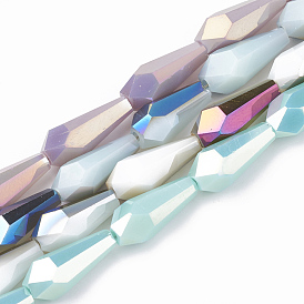 Electroplate Opaque Solid Color Glass Beads Strands, Faceted, Vase