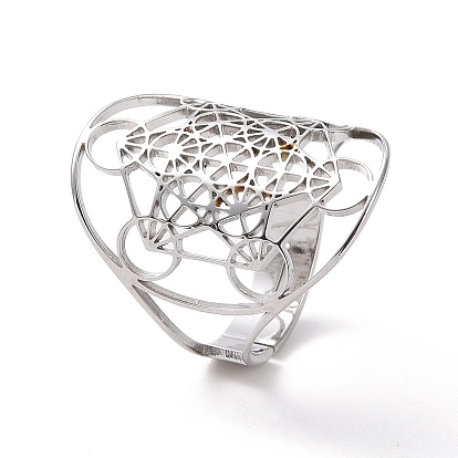304 anillo ajustable estrella de david de acero inoxidable, anillo ancho hueco irlandés para mujer