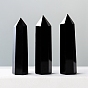Barre de prisme pointue en obsidienne noire naturelle décoration d'affichage à la maison, baguettes de pierre de guérison, pour les décos de thérapie de méditation reiki chakra, facettes balle