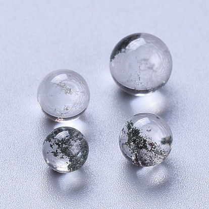 Quartz naturel vert lodolite / perles de quartz de jardin, ronde, sphère de pierres précieuses, perles non percées / sans trou