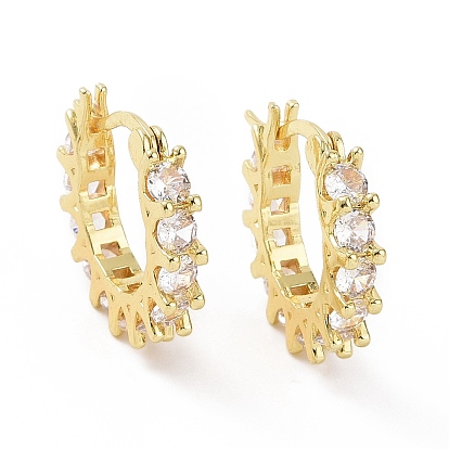 Aretes de aro con circonitas cúbicas, joyas de latón dorado para mujer