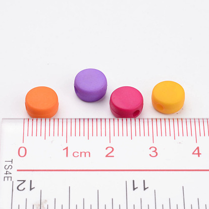 Matte Solid Color Acrylic Beads, Flat Round, 8x4mm, Hole: 2mm, about 2300pcs/500g
